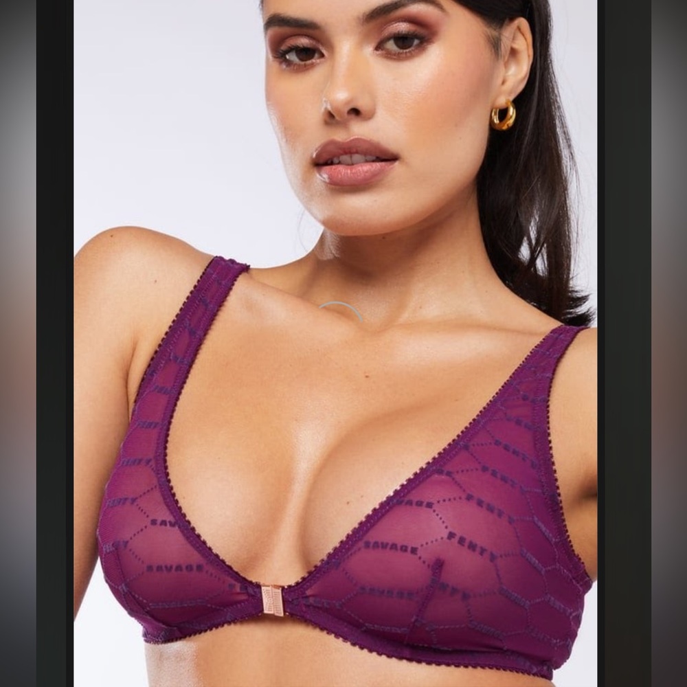 SAVAGE X FENTY | FLOCKED LOGO BRALETTE | DARK PURPLE 💜🦄💜